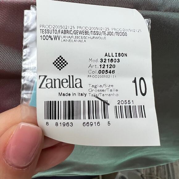 ZANELLA Green Jacket Geometric Wool Open Front Collared Single Breasted 10 ITALY - Picture 9 of 10